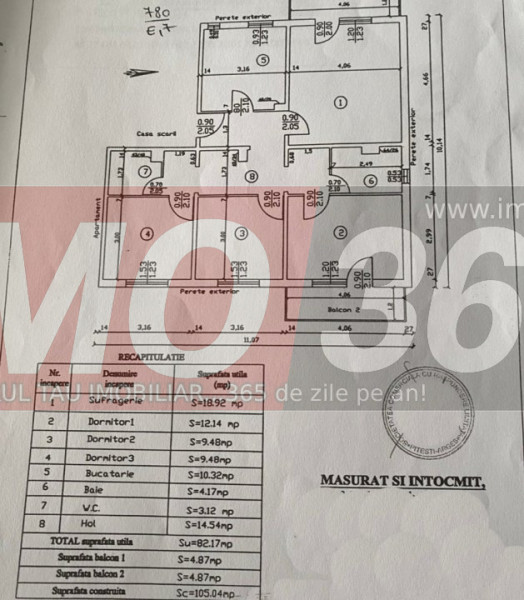Ap.4 cam decomandat Prundu Et.3 105mp stc - mobilat 
