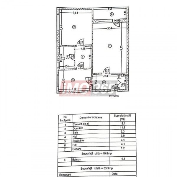 Ap.2 camere 54mp termopan - balcon - baie cu geam