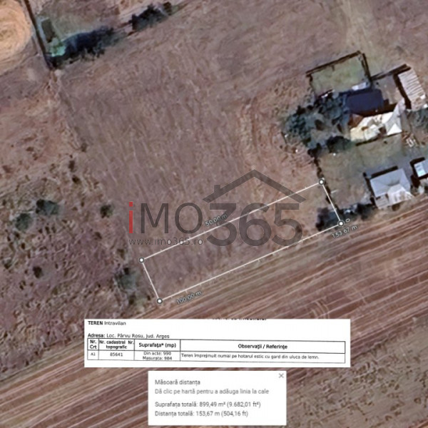 Teren intravilan Parvu Rosu 990 mp 